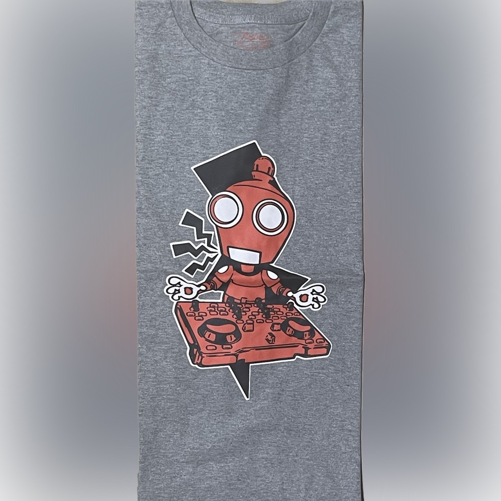 Red Label Brand Red Robot DJ Grey Med Short Sleeve T-Shirt